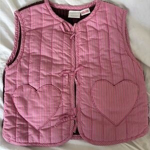 Zara Pink Striped Kids Vest with Heart Pattern